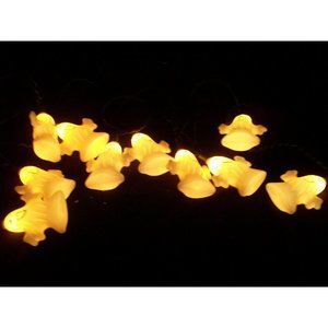 Happy Ghost Garland String Lights Halloween Spooky 9.5' Long Black Haunted House